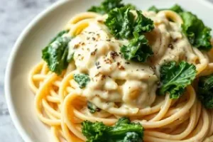 macarrão ao molho alfredo vegano