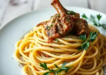 spaghetti com cordeiro e ervas