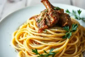 spaghetti com cordeiro e ervas