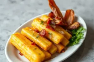 mandioca frita com bacon