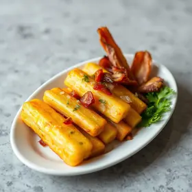 mandioca frita com bacon