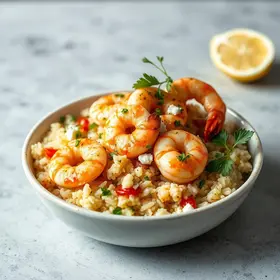 receita de arroz à grega com camarão