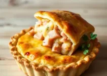 receita de torta salgada aberta de presunto e queijo