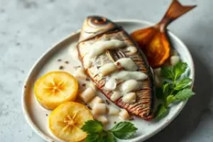 sardinha com leite de coco e farofa de banana