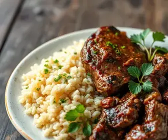 bife de maminha com arroz de ervas