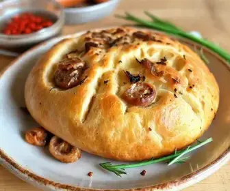 pão caseiro de cebola com linguiça